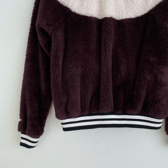 Nike Athletic Sherpa Wolf Teddy Zip Up Long Sleeves Bomber Jacket Size Small - Picture 11 of 16